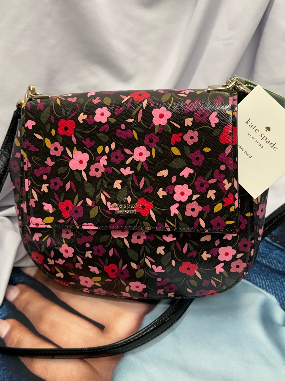(new+tag) Kate Spade Cameron Boho Black Floral Crossbody Byrdie Collection